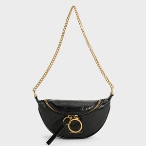 Philomena Wrinkled-Effect Half-Moon Crossbody Bag